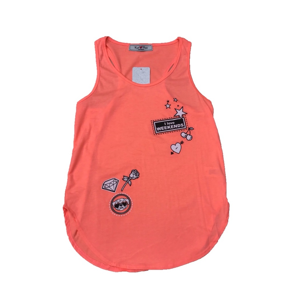 I love weekends printed summer tank top NWT